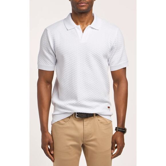 Buffalo David Bitton Other - Buffalo David Bitton Johnny Collar White Textured Knit Polo Sweater
